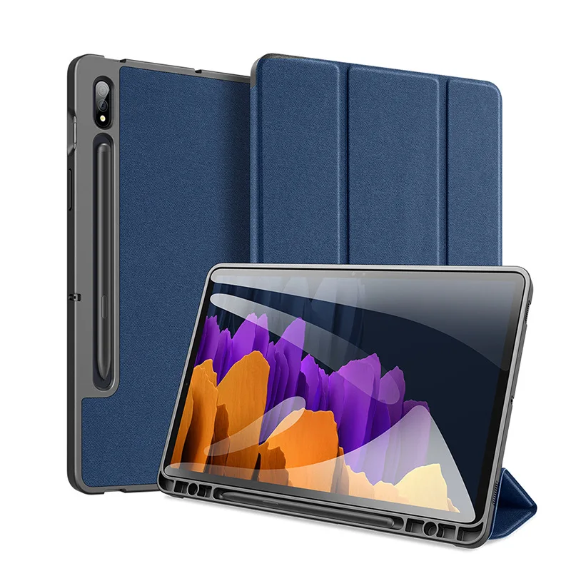 Luxury Case For Samsung Galaxy Tab S7 T870 T875 Leather Cover for Galaxy Tab S8 X700 X706 Stand Smart Shell with Pencil Holder