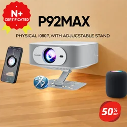 Salange P92Max 1080P Projector with Adjustable Stand Support 1080P 4K Android Smart Beamer with Wi-fi Bluetooth 350 ANSI Lumens