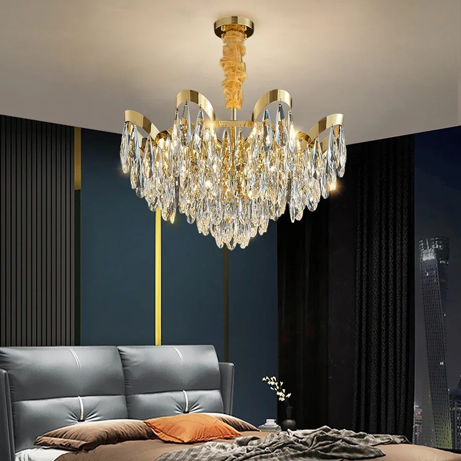 New Modern LED Sunflower Crystal Ceiling Chandeliers For Living Dining Room Pendent Lamp Home Decor Hanging Light Luster Fixture