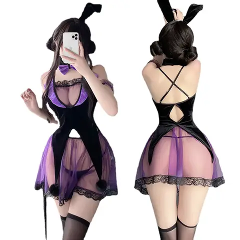 cute Magic Bunny Girl Cosplay Costumes See-through Witch Cosplay Set Sexy Lingerie for Sex 18 Nightclub Party hollow out uniform