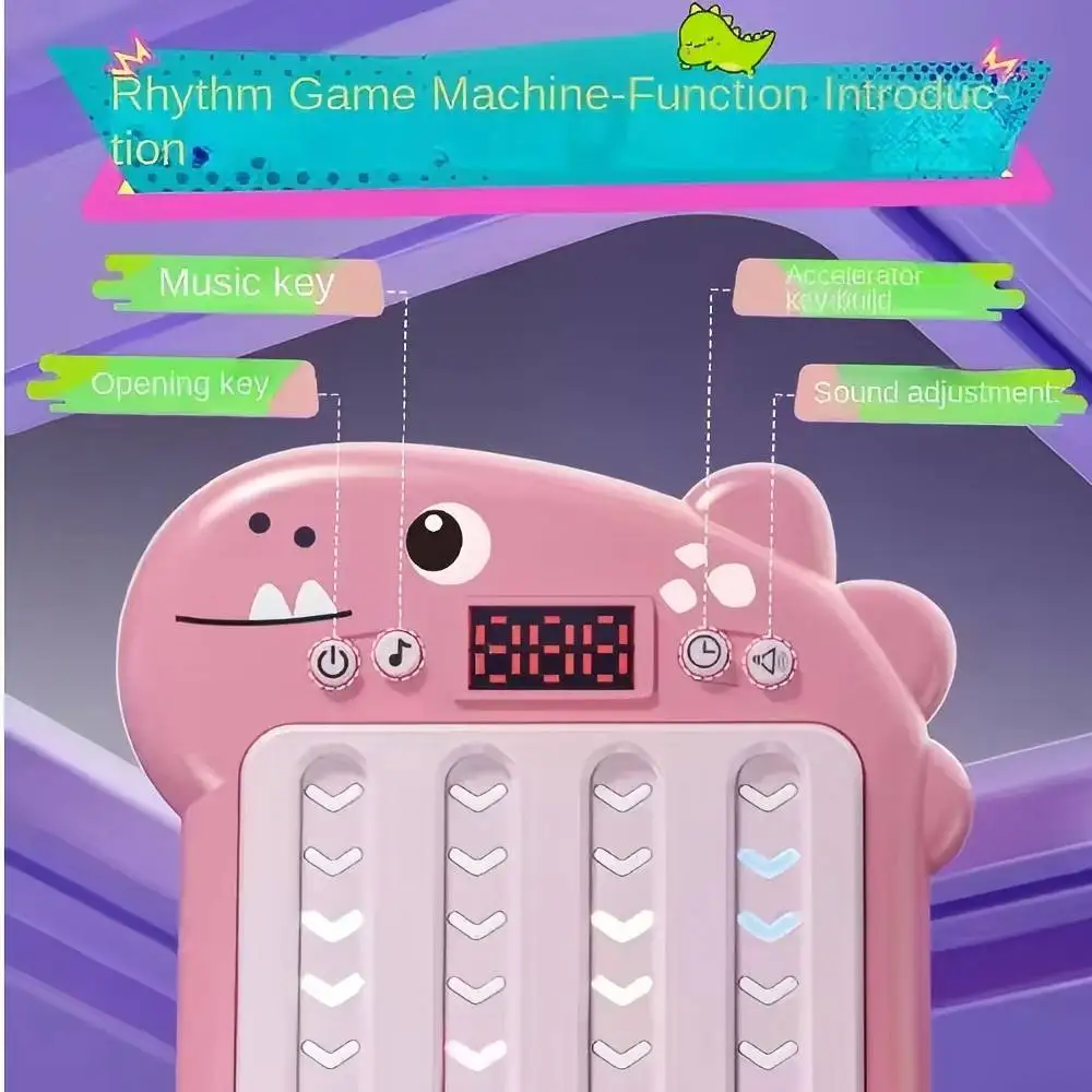 Rhythm Game Machine Dinosaur Shape Cartoon Child Training Attention Toys Electronic Puzzle Game Machine For Response Training