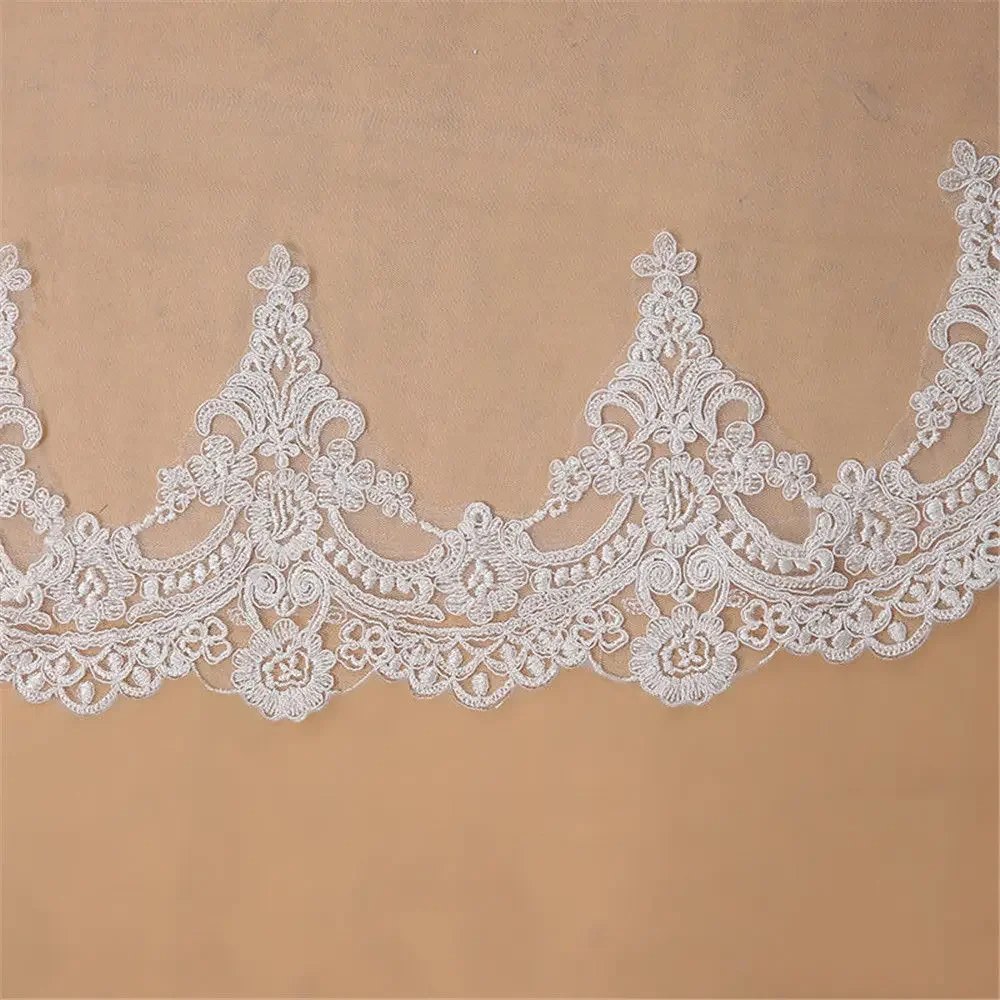 Voile Mariage 3 M Een Layer Lace Edge Wit Ivoor Kathedraal Wedding Veil Lange Bridal Goedkope Vrouwen Accessoires Veu De noiva