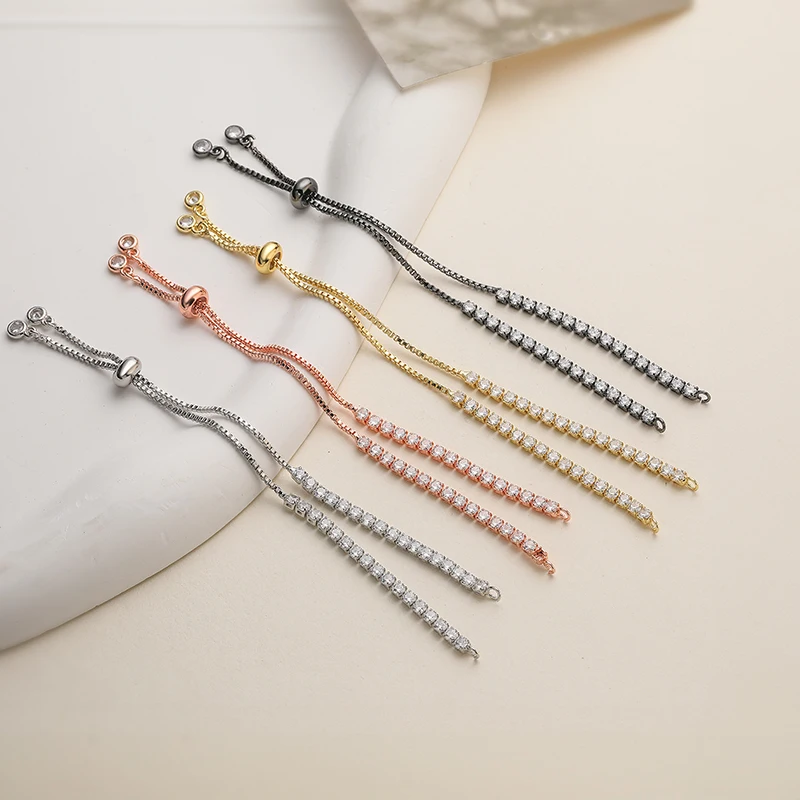 5.11in Brass Rhinestone Simple Adjustable Bracelet Chain for Jewelry Making DIY Bracelet Chains, Accessories Wholesale