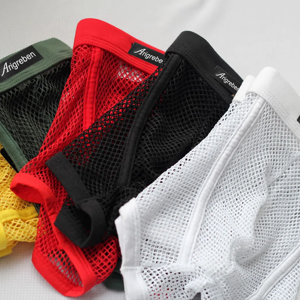 الملابس الداخلية الرجال الملاكمين تنفس شبكة جوفاء سراويل بوكسر مثير سراويل داخلية شفافة الرجال الملاكمين السروال #3