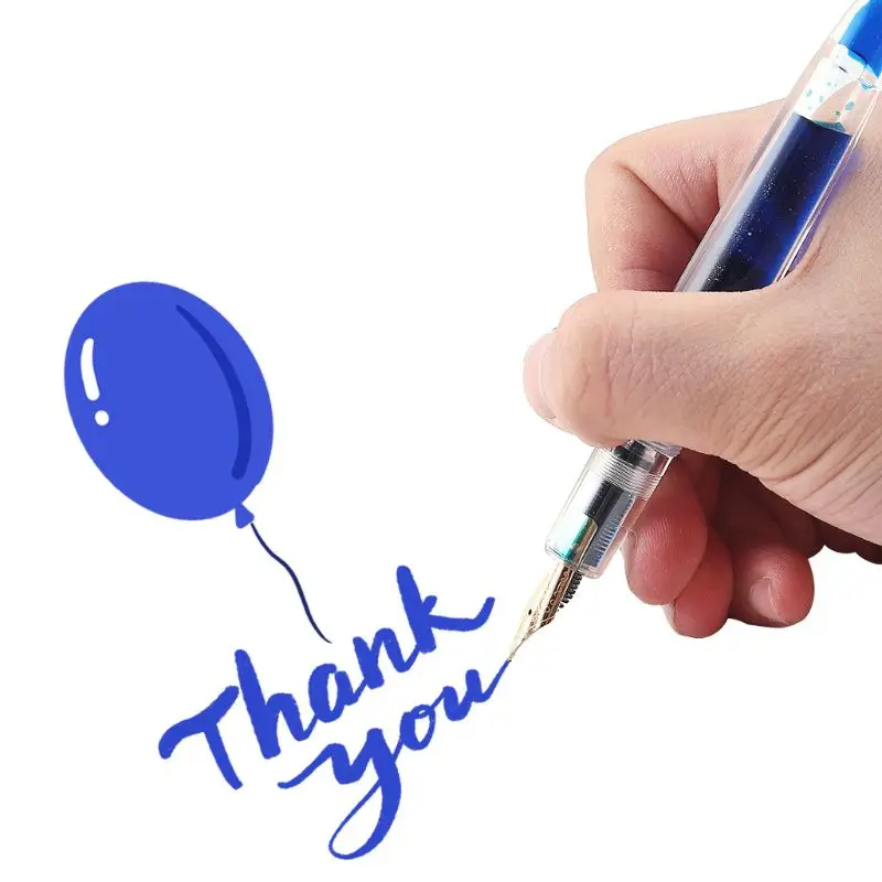 Transparent Fountain Pen Calligraphy Ink Pen EF/F for Iridium Nib Write Smoothly No Clogged Acrylic Pen Body Anti-slip G
