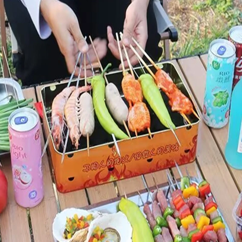 

Portable Disposable Grill Folding Barbecue Outdoor Stainless Steel Stove Holder Camping Barbecue Tool Portable BBQ Grill