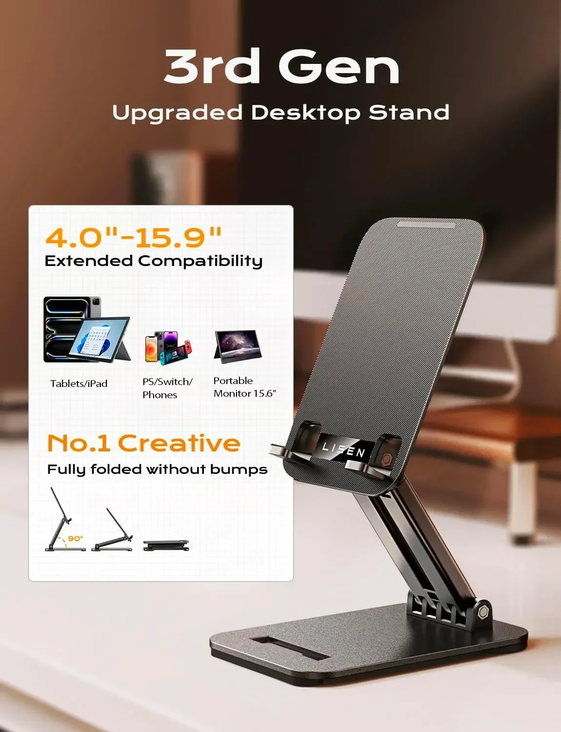 LISEN Tablet Stand for IPad Stand Holder Desk,iPad 10th Generation Accessories for Home Office Kindle 2024 IPad Pro Mini 4-15.9