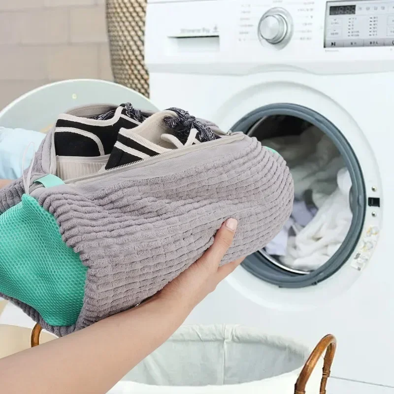 Reusable Shoe Washing Bag Hanging Rope Design For Washing Machine Nylon Laundry Net Protector Shoes Anti-Deformation Organizer