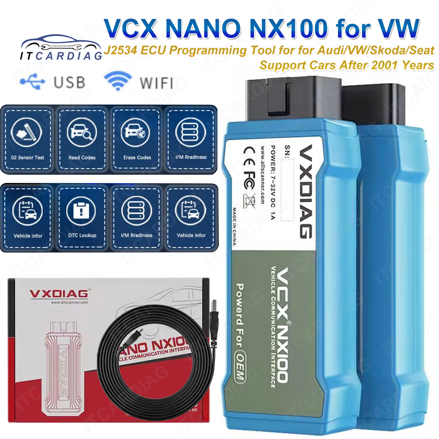 

VXDIAG VCX NANO NX100 for VW Diagnostic Tool Car OBD2 Scanner ECU Coding Programming All System Diagnostic for Audi Skoda Seat