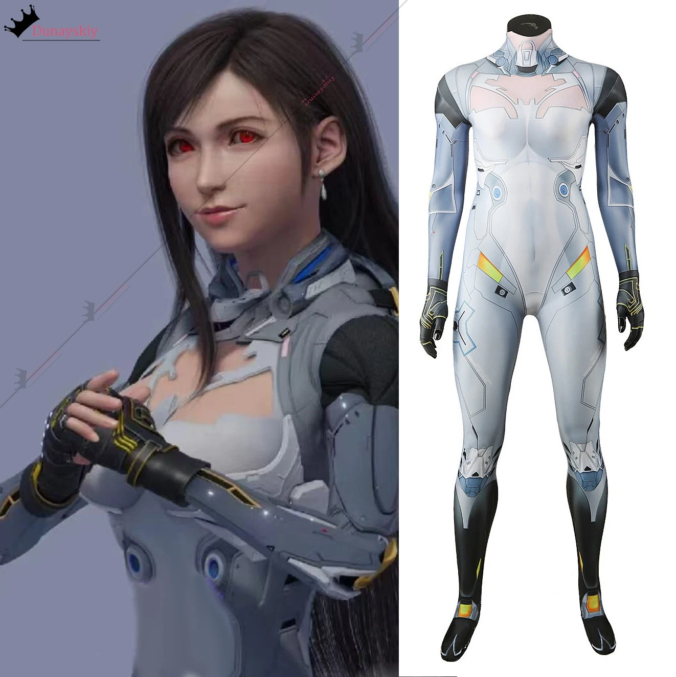 Jogo tifa cosplay macacão traje cyberpunk armadura mecânica macacão s-3xl unisex outfit anime roupas peruca prop zentai ternos