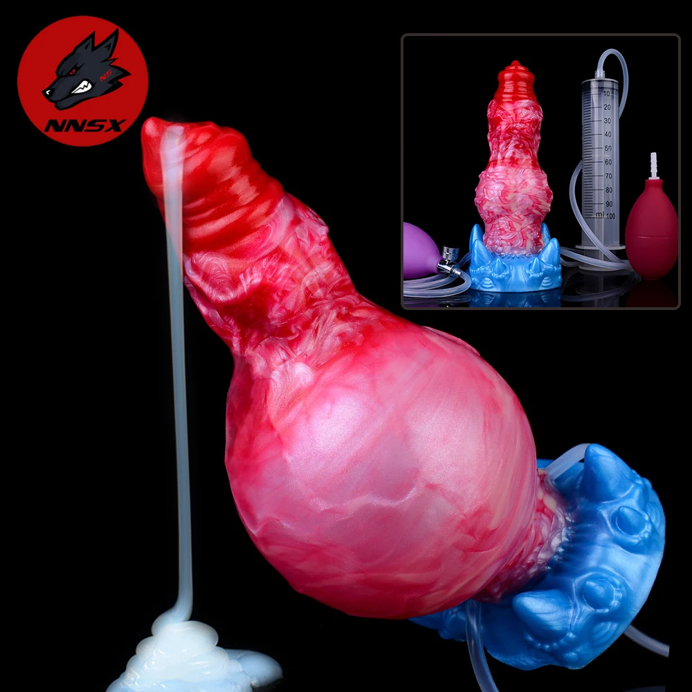 NNSX-consolador Anal inflable para chorros, con nudo de perro, eyaculación, pene, estimulador vaginal, Juguetes sexuales eróticos para adultos para mujer y hombre