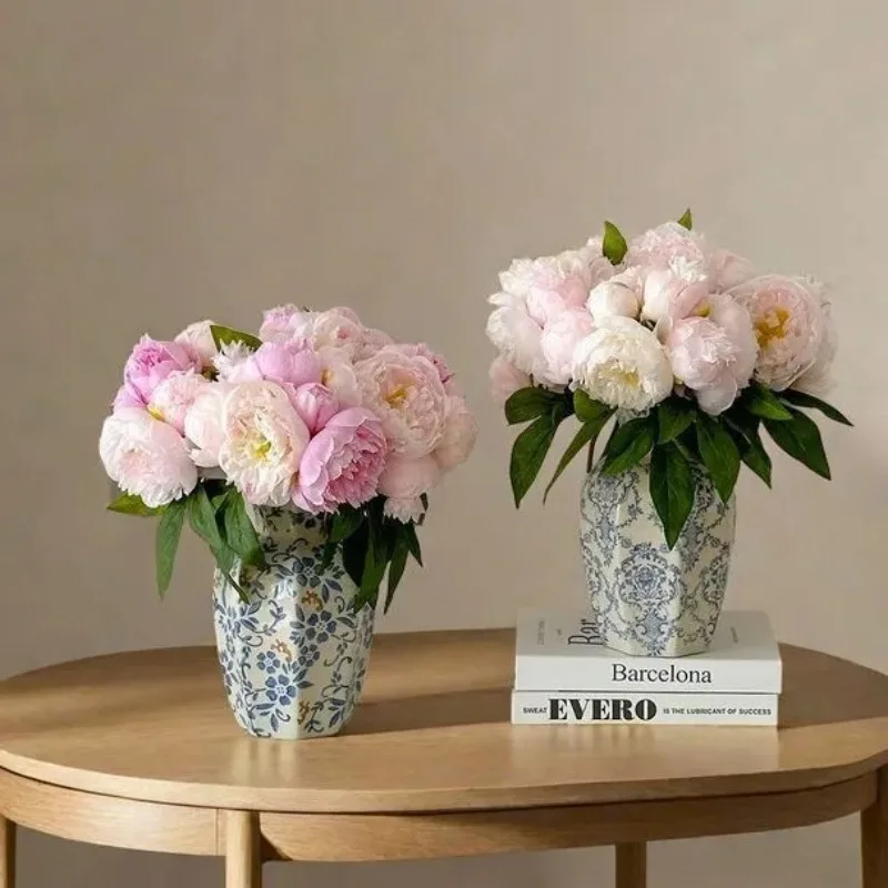 Blue and White Porcelain Vase, Elegant Home Decoration, Living Room Entrance, Desktop Flower Arrangement, Hand-painted Vase