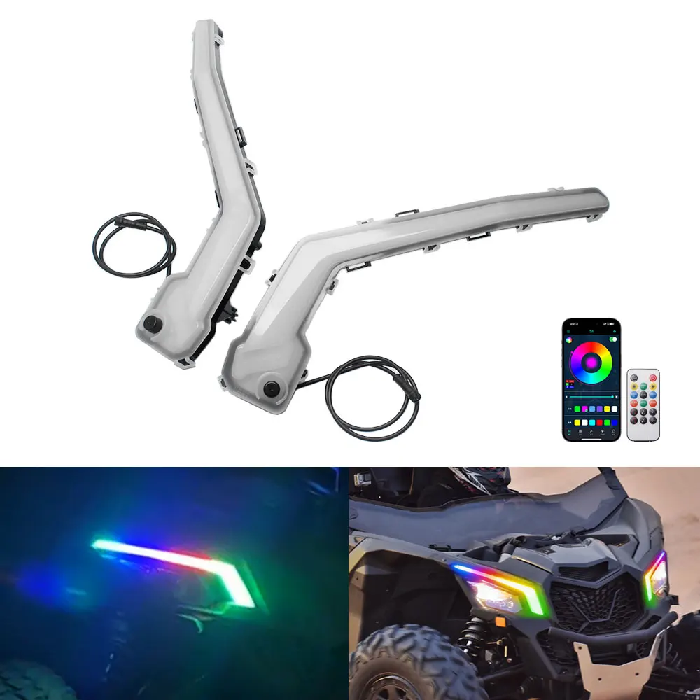 Luces Delanteras de Señalización con Control Remoto para Can-Am Maverick X3 Turbo Dps Xds Turbo Dps Xrs Turbo Dps 2017-2023, Lente Blanca Lechosa