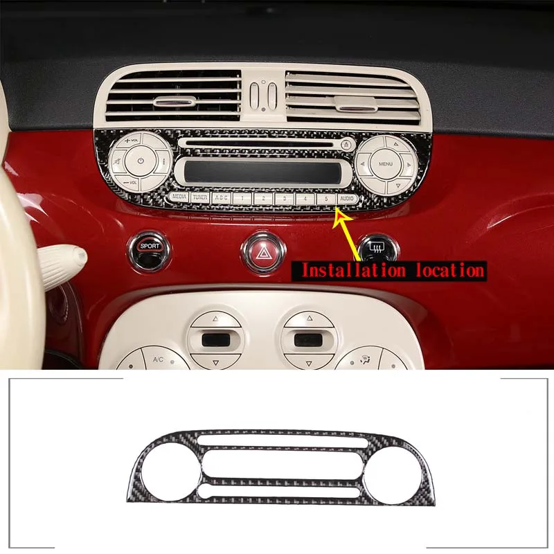 For 2011-19 Fiat 500 soft carbon fiber style car styling Car central control CD panel frame sticker car interior accessories LHD