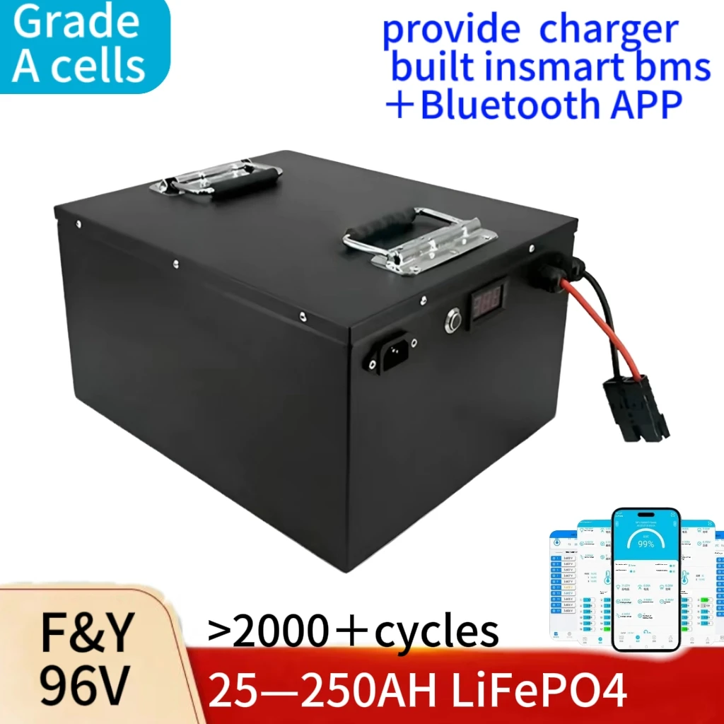 Lifepo4 Battery with BMS 32S 96V for Electric Cars Motorcycles Tour Bus Van AGV Multiple Capacities 25Ah to 250Ah