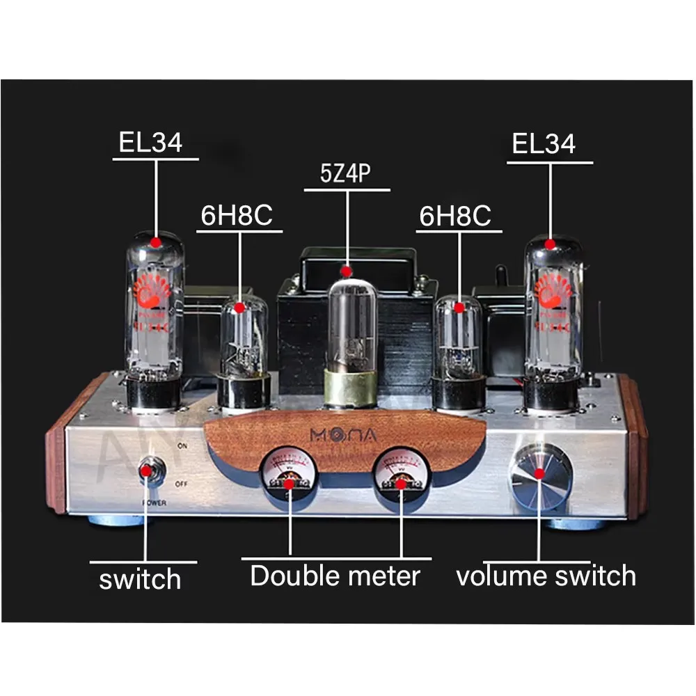 AIYIMA SMSL HIFI 6H8C EL34 Buizenversterker 2.0 8W Klasse A Vacuümbuizenversterker Pure Handgemaakte Weld Bluetooth Eindversterker audio