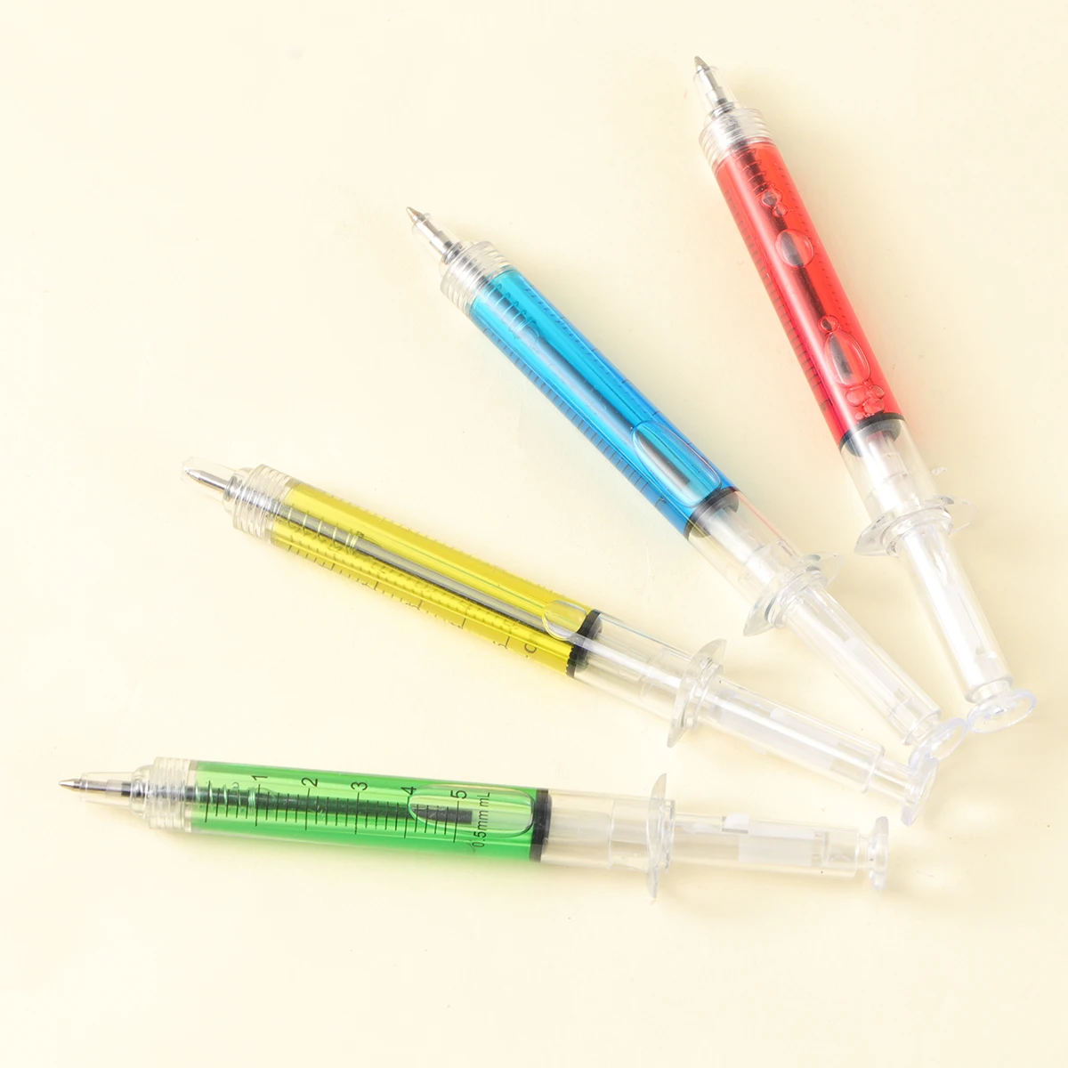 

24pcs Needle Tube Writing Ball Point Syringe Flowing Liquid Black Ink Ballpoint Pen Stationery Office Supplies (Random Color)