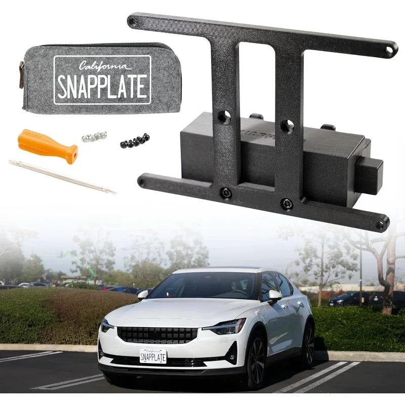 

Polestar 2 No-Drill License Plate Holder, Front License Plate Mounting Kit, No Adhesives, Removable, License Frame - Fast, Easy,