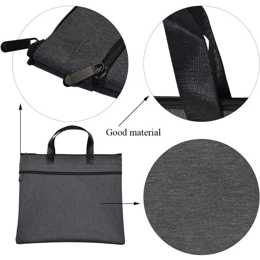 Waterproof Zipper Document Bag Handle ng Office Organizer Briefcase Black
