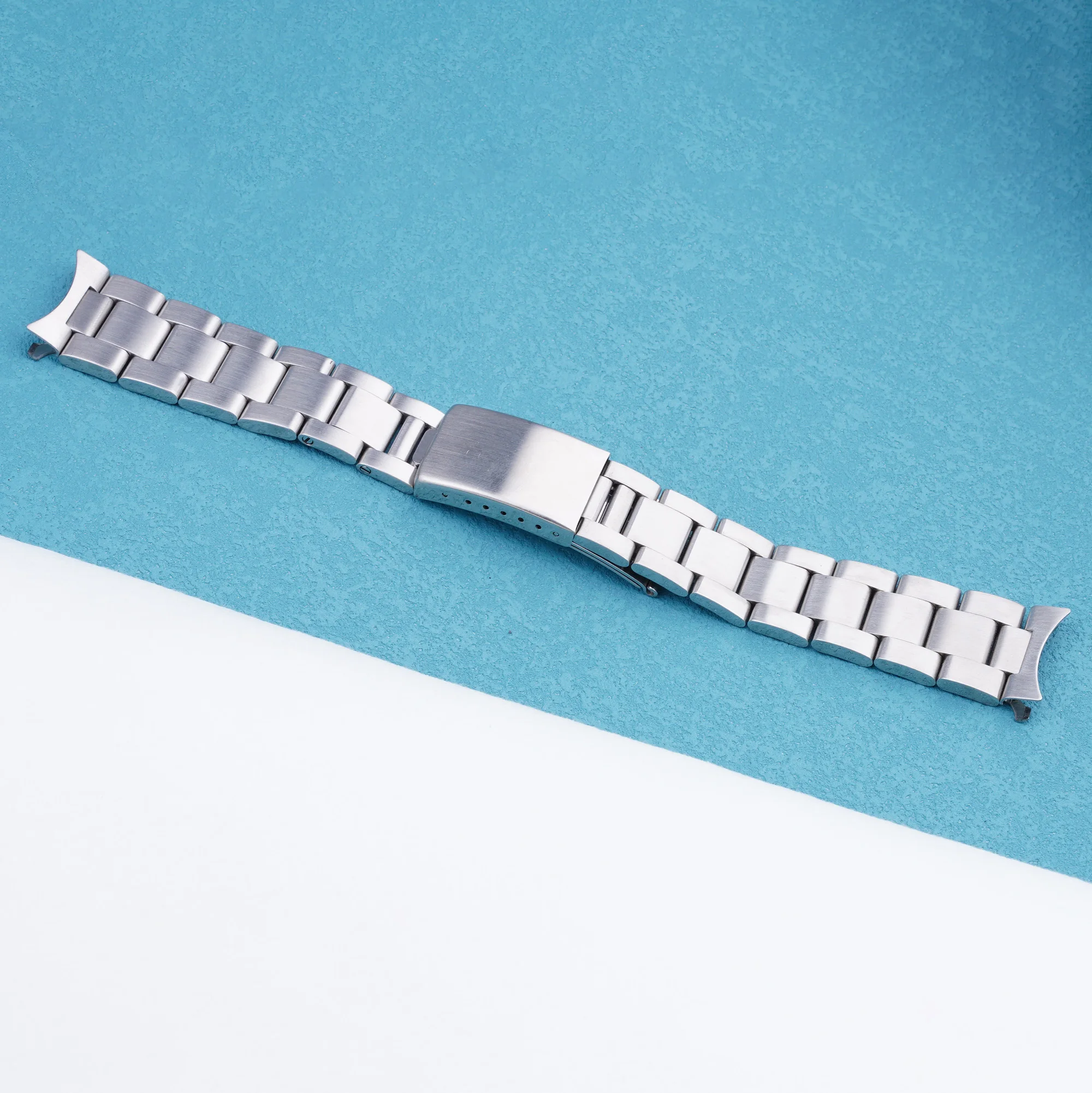 19mm Watch Band Strap Silver Hollow Curved End Oyster Style Bracelet For SEIKO 5(SNXS73 75 77 79 80 81 SNFF05 SNXG47) J1/K1