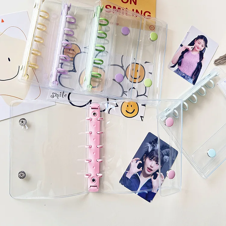 M5 Transparent Colored Loose Leaf 5-Hole Candy Colored Binder Cover Journal Sketchbook Accessories Diary Office Supplies
