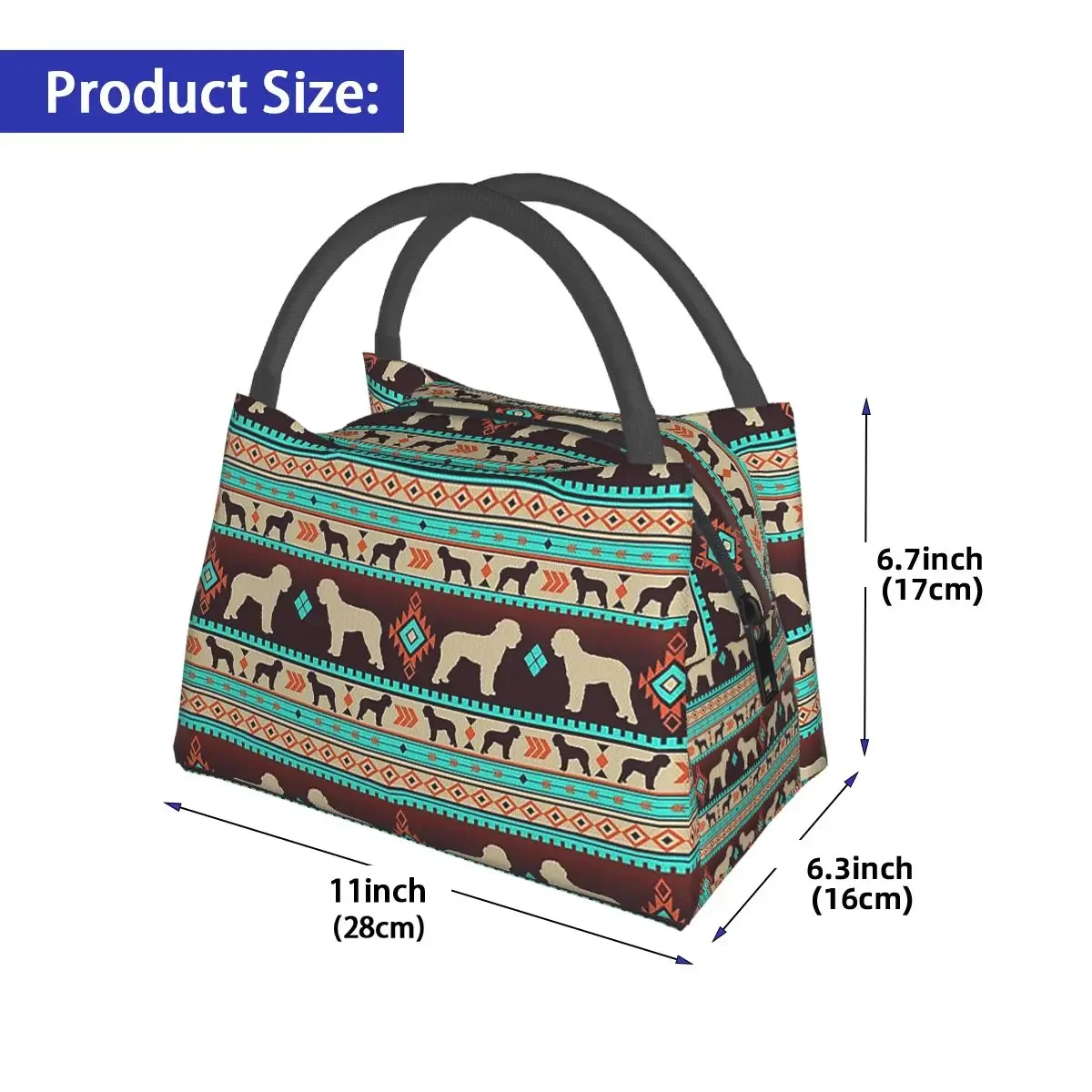 Boho Hunde Lagotto Romagnolo Sonnen untergang Lunch pakete isoliert Bento Box Lunch Tote Picknick taschen Kühler Thermo tasche für Frau Kinder arbeiten