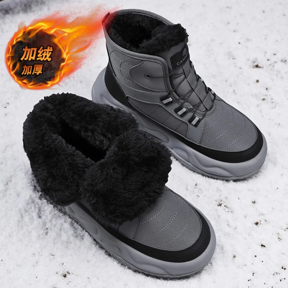 الشتاء القطيفة عالية أعلى أحذية الرجال البريطانية الرجعية ملابس العمل أحذية سميكة سوليد الأحذية الحرارية أحذية قصيرة منصة الأحذية
