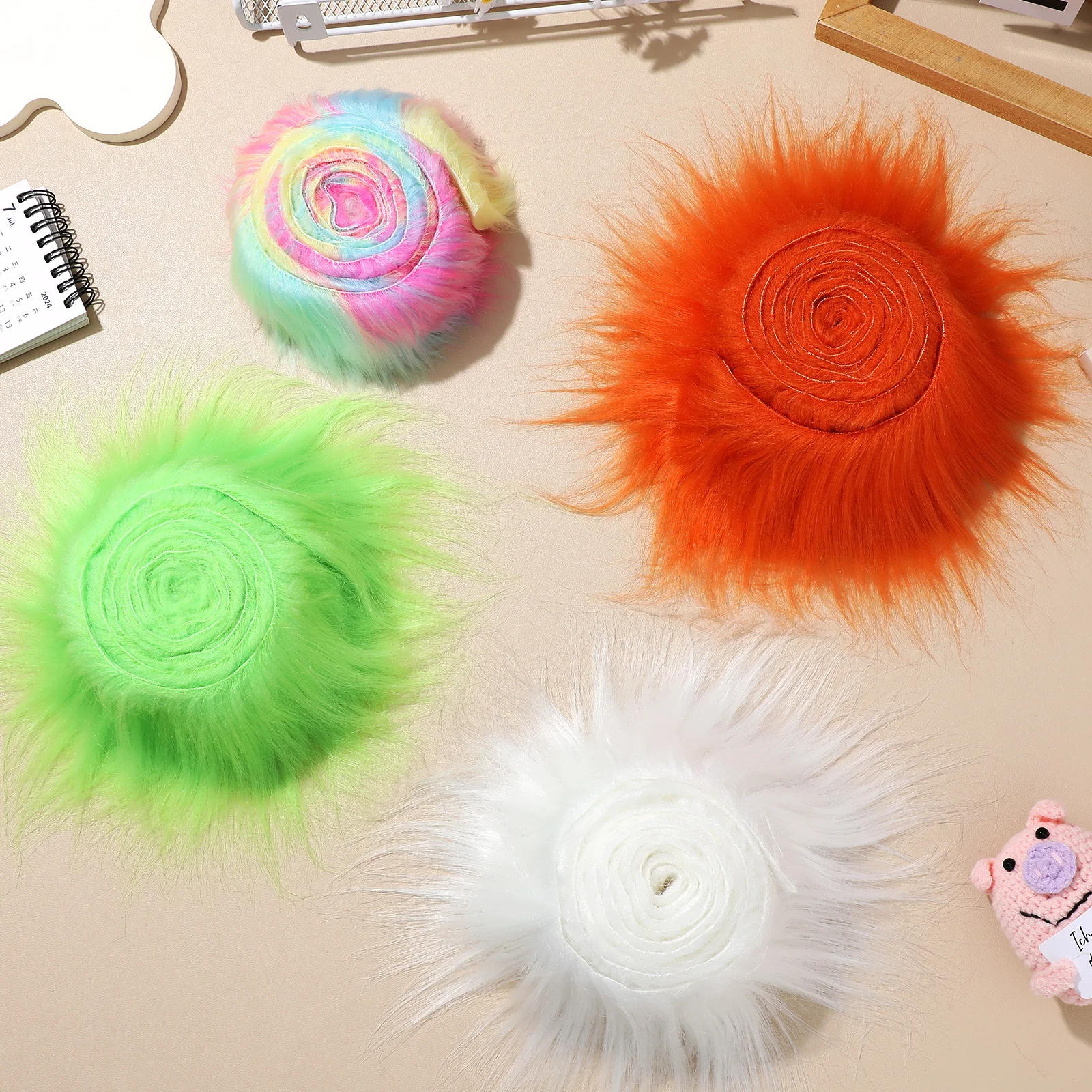 

4Pcs Pre Cut Strips Shaggy Trim Colored Crafting Supplies Soft Luxurious Feel Easy to Work with Versatile Faux Fur Strips