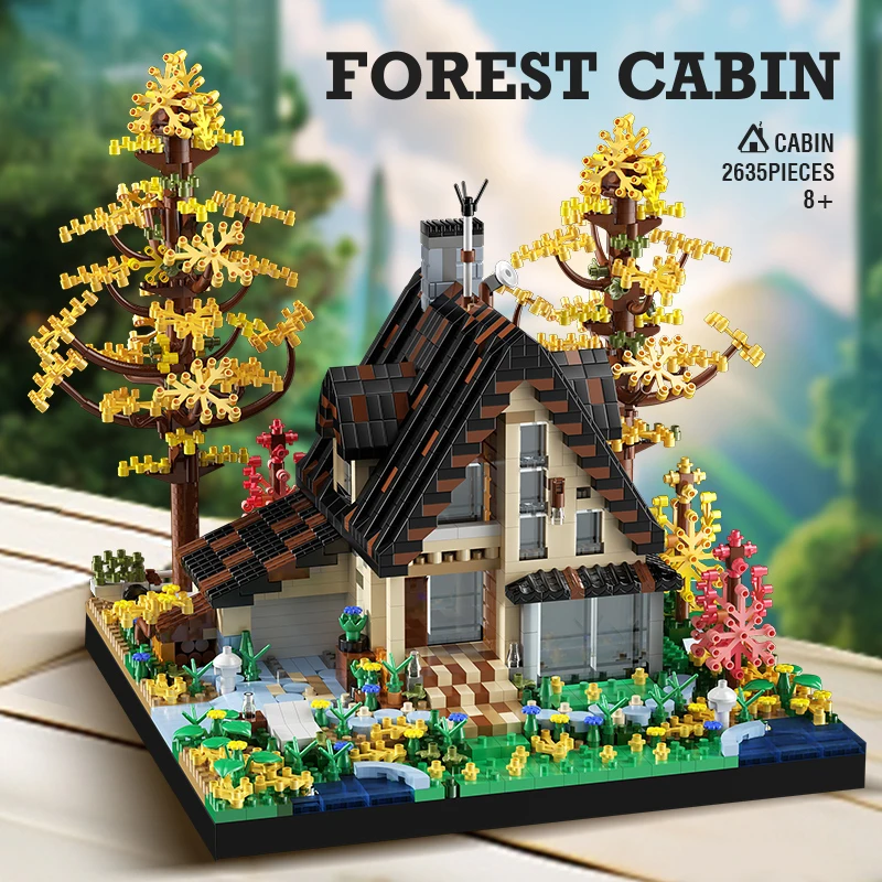 Forest Cabin Model Building Blocks Toys Treehouse DIY Creative Wooden House Bricks Children Puzzle Educational Toy Birthday Gift