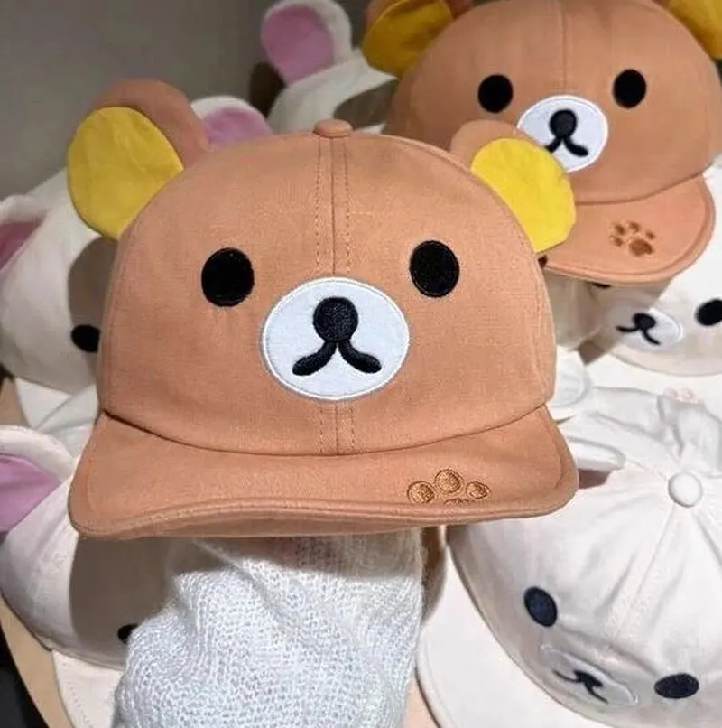 Rilakkuma Bear With Ear Cap Summer Hats For Women Girls Kids Couple Fashion Cartoon Outdoor Sport Sun Visors Baseball Caps Gift view 5