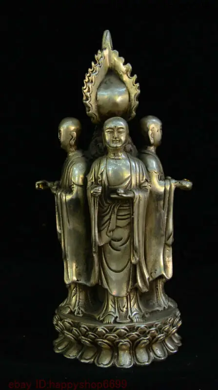 

7" Old Tibet Silver Ksitigarbha Boddhisattva Netherworld Leader Tang Seng Statue