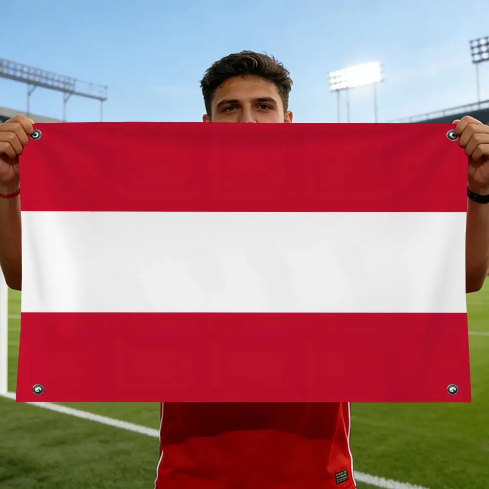 Austria Flags Horizontal High Density Knitted Fabric European Simple For Durable Outdoor Indoor Use