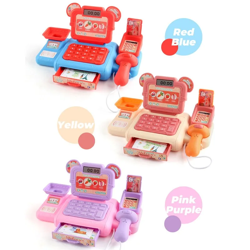 Kids Pretend Play Supermarket Cash Register Toy Realistic Role Play Mini Convenience Store Checkout Counter Set For Boys Girls