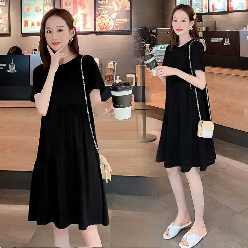 

Summer Maternity Dress Solid Color Dress Pregnant Women Beach Wear Vestidos Loose Premama Clothes 2024 Elegant