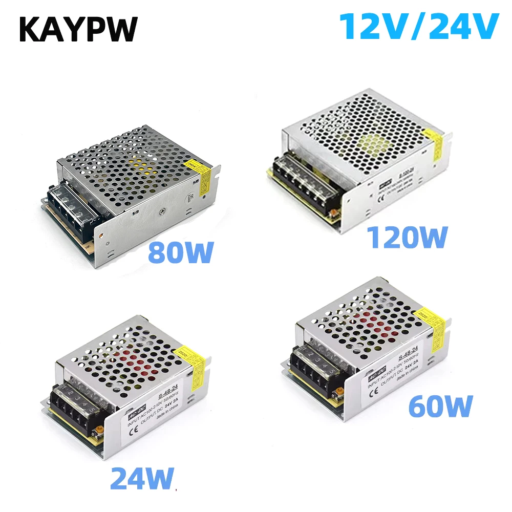 24W 60W 80W 120W Switching Power Supply Light Transformer AC110V 220V To DC 12V 24V Power Supply Source For Led Strip CCTV