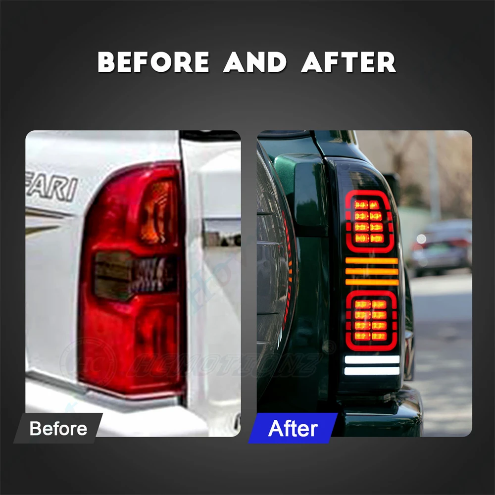 Pair LED Taillights For 2004 - 2016 Nissan Patrol Y61 GU GRX Wagon Taillamp Taillight Rear Lamp Fog Turn Signal Reversing Light