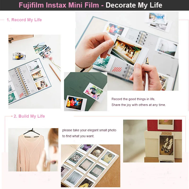 Fujifilm-papel fotográfico para cámara instantánea FUJI Instax Mini, hojas de papel fotográfico con borde blanco para cámara fotográfica instantánea