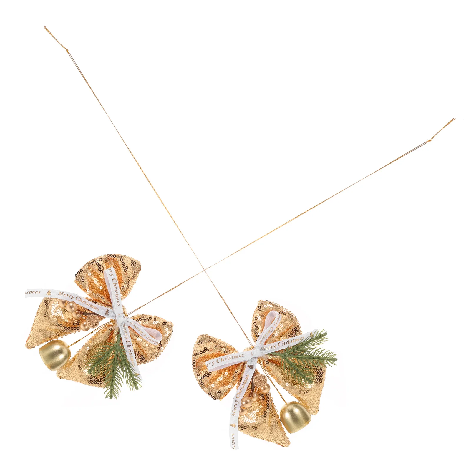 

2Pcs Christmas Tree Hanging Ornaments Glitter Bowknots Jingle Bells Decor for Festive Party Wreaths Garlands Holiday Display