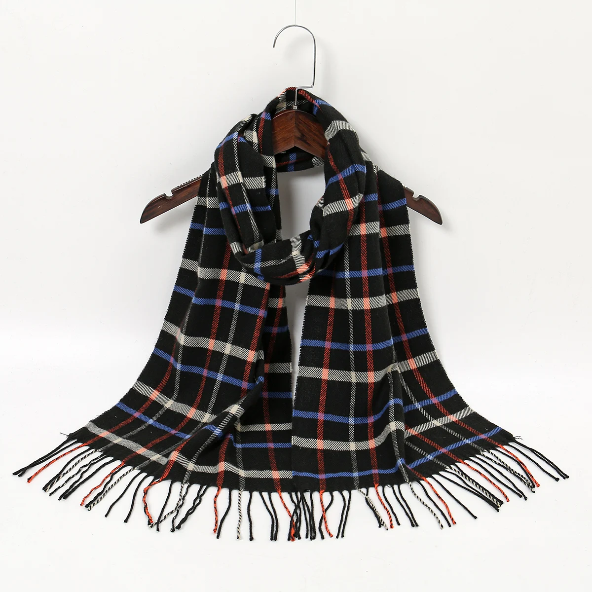 Hot Selling Fashion Winter Plaid Fake Cashmere Scarf Keep Warm Tassel Shawl For Woman Outdoor Windproof Pashmina 190*30cm