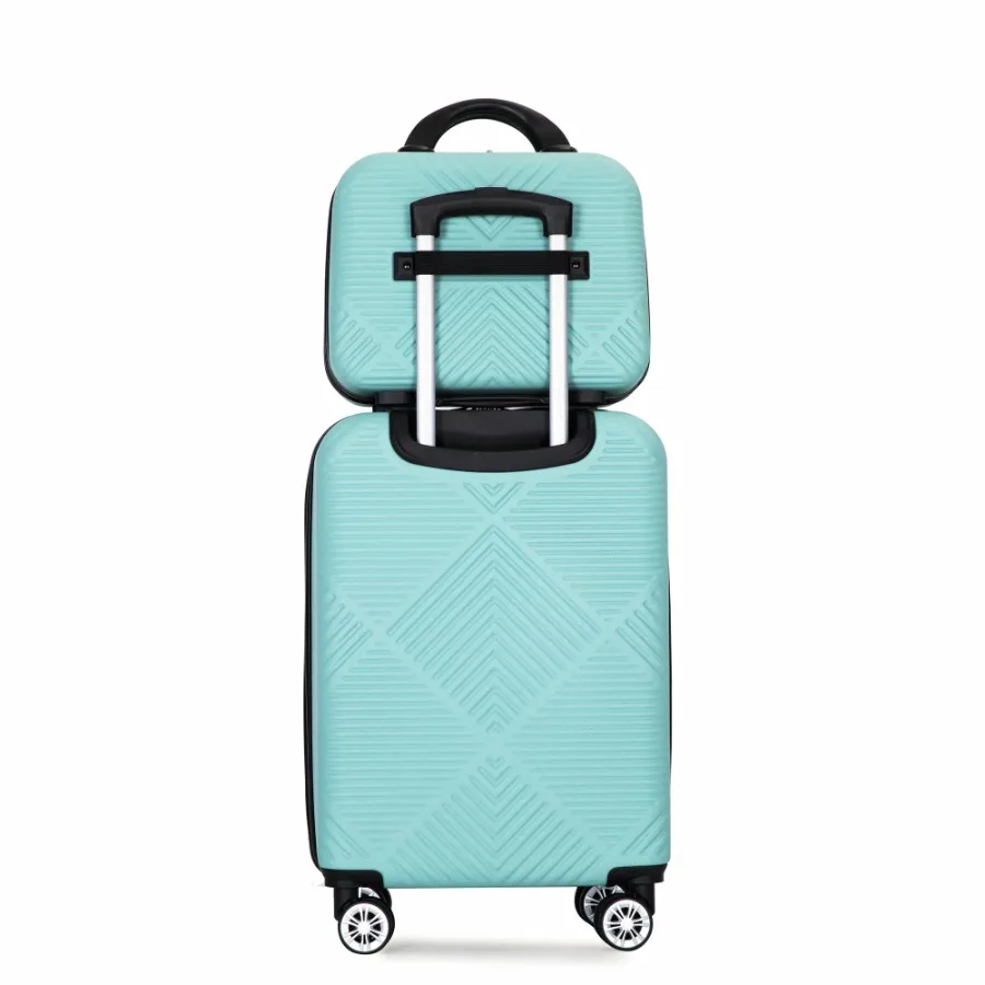 2Piece Luggage Sets ABS Lightweight Suitcase Spinner Wheels 20 14 LIGHT BLUE