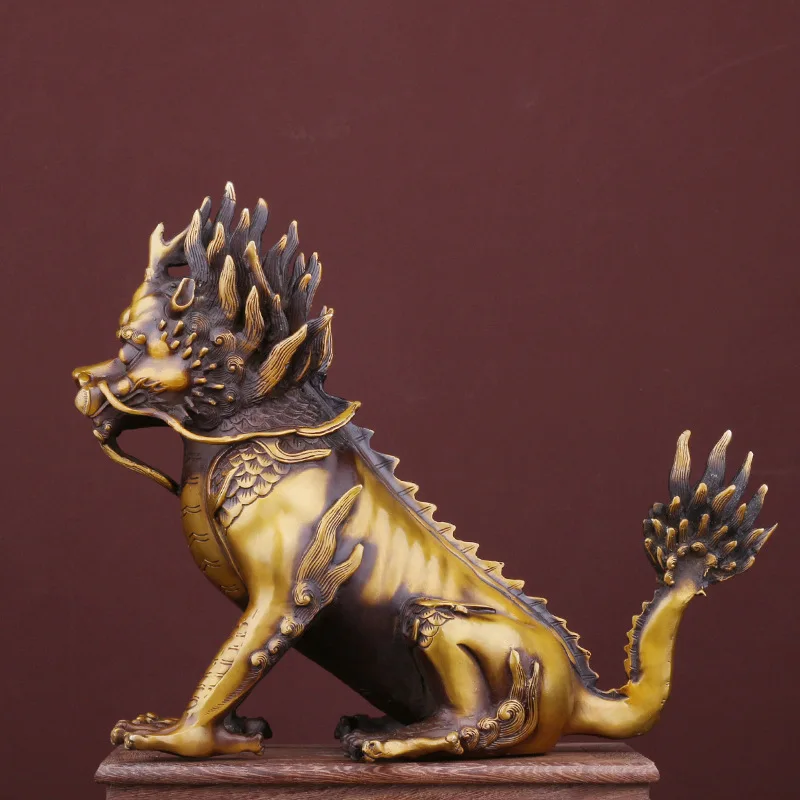 Pure Dragon Nine Sons' Suan Ni Feng Shui Copper Decoration Office Living Room Desktop Ornament