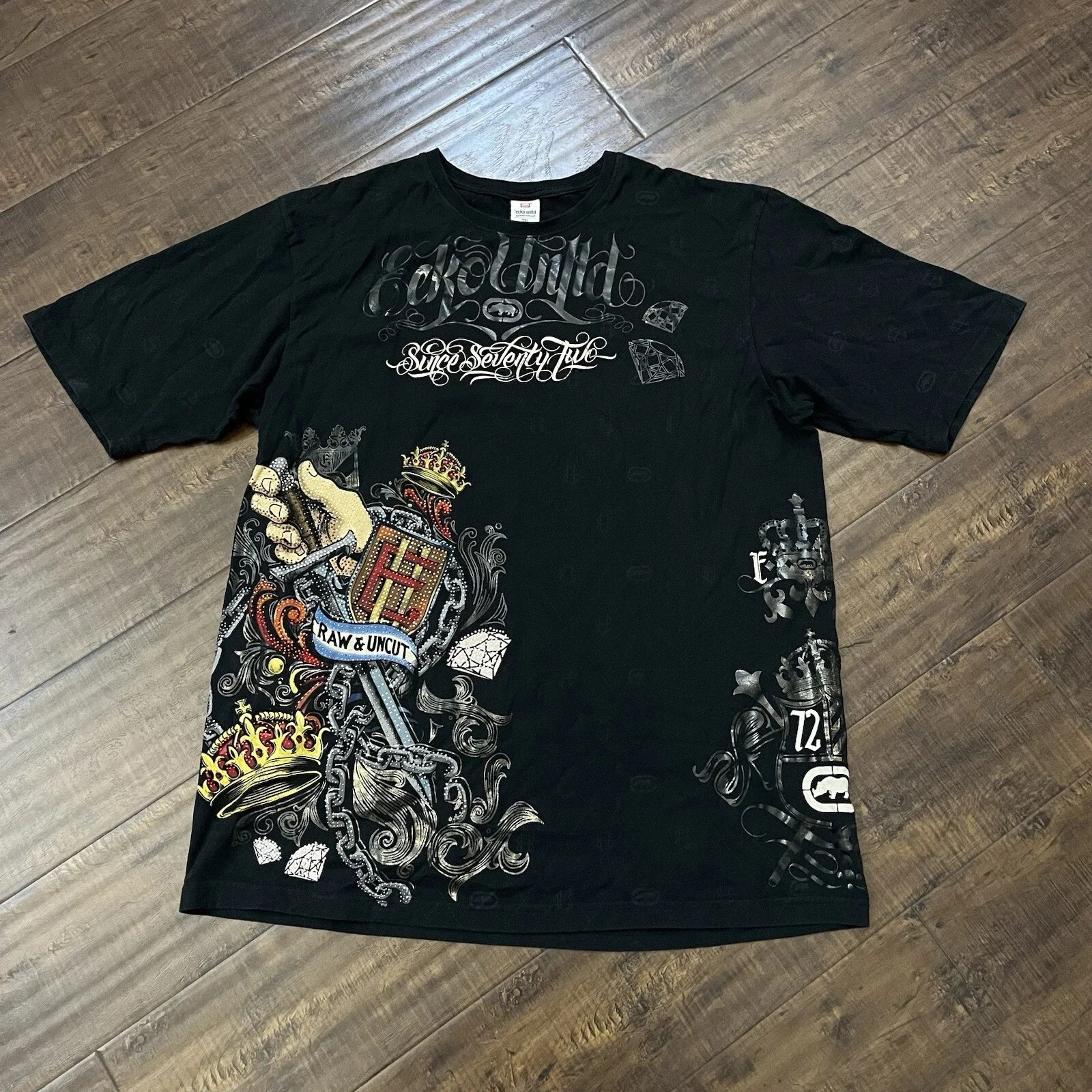 Vintage Ecko Rhino Graphic Tee Y2K Oversized Streetwear T-Shirt Unisex Cotton Couple Top Retro Rebel Shirt for Men Women