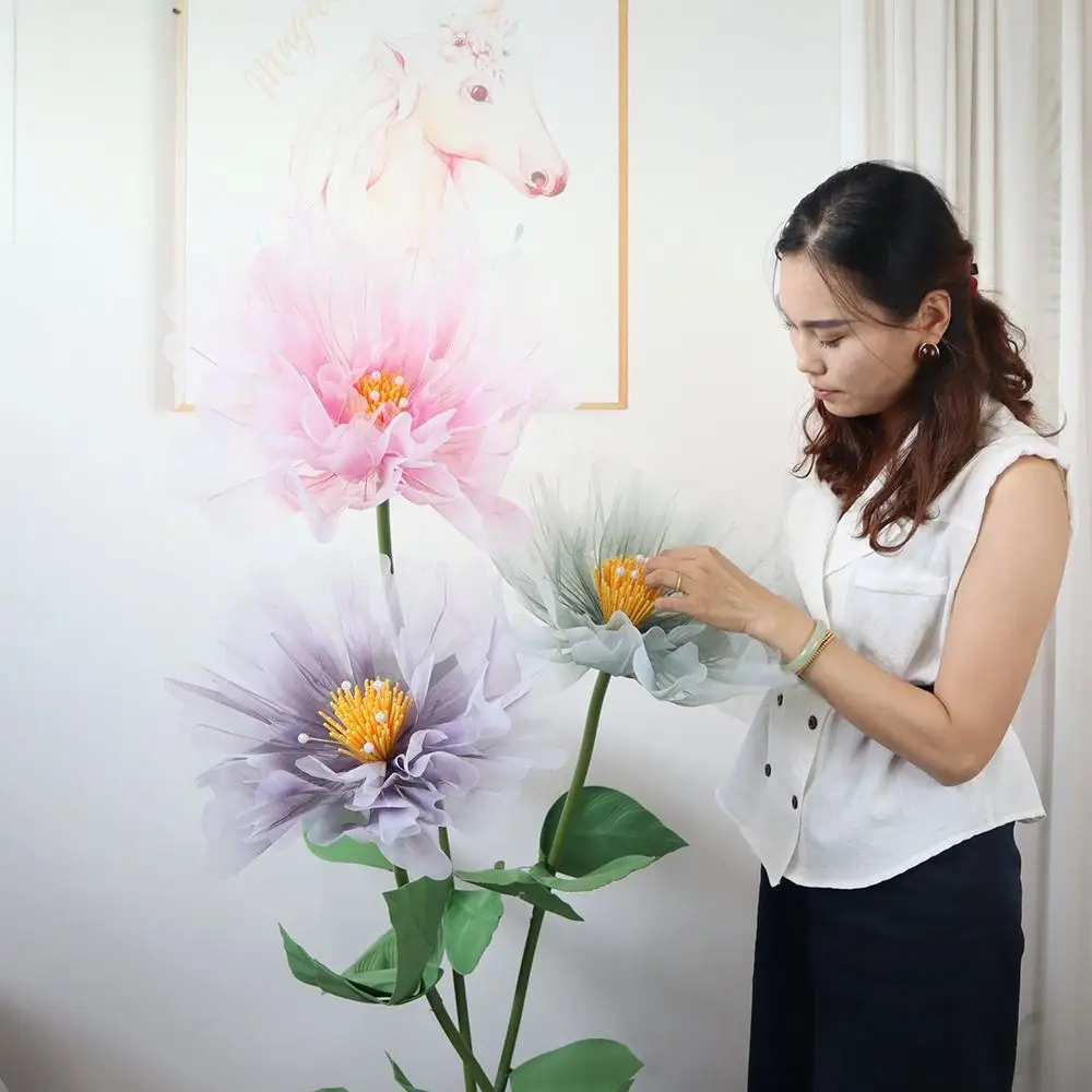 Neue 40/50cm Künstliche Pfingstrose aus Seide für Außenbereich, Großer Blütenkopf mit Mehrschichtigen Flauschigen Blütenblättern, Künstliche Blumen für Bodendekoration