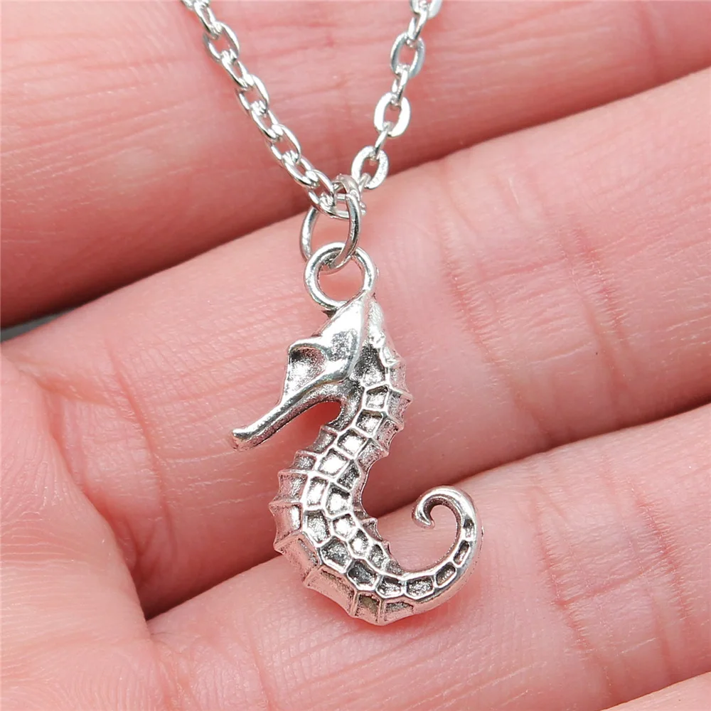 Dropshipping Antique Silver Color 23x11mm Seahorse Pendant Necklace For Women