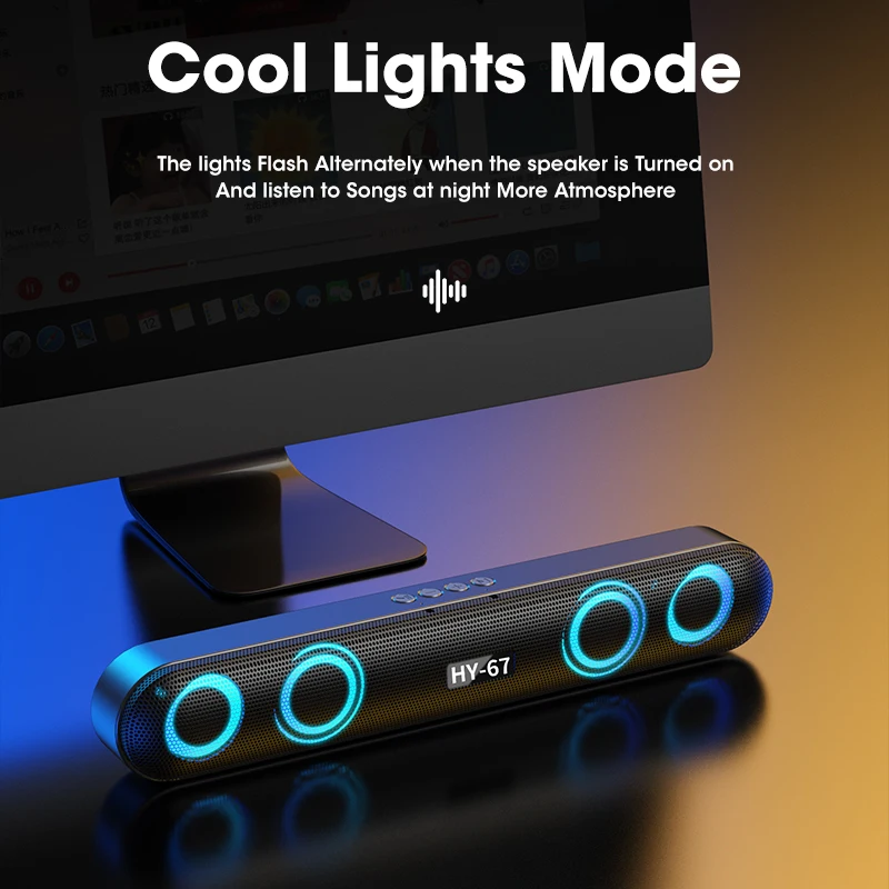 Portable Home Theater Echo Wall 3D Stereo Wireless Subwoofer RGB LED Colorful Flash Barra De Sonido Para TV Bluetooth Speaker