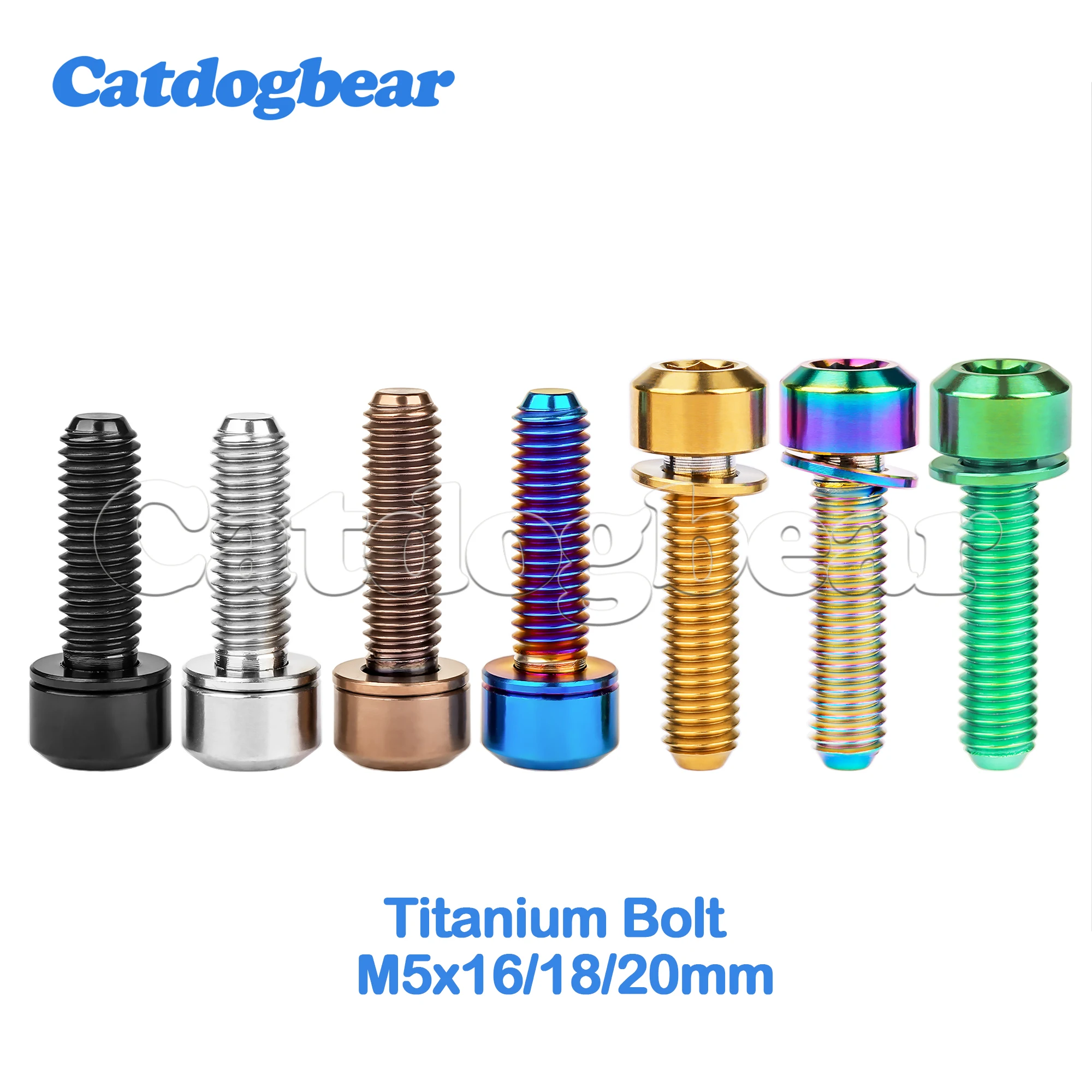 

Catdogbear Titanium M5x16/18/20mm Bolts Socket Head Bolts With Washers For Mount Bicycle Screws Multiple Colors