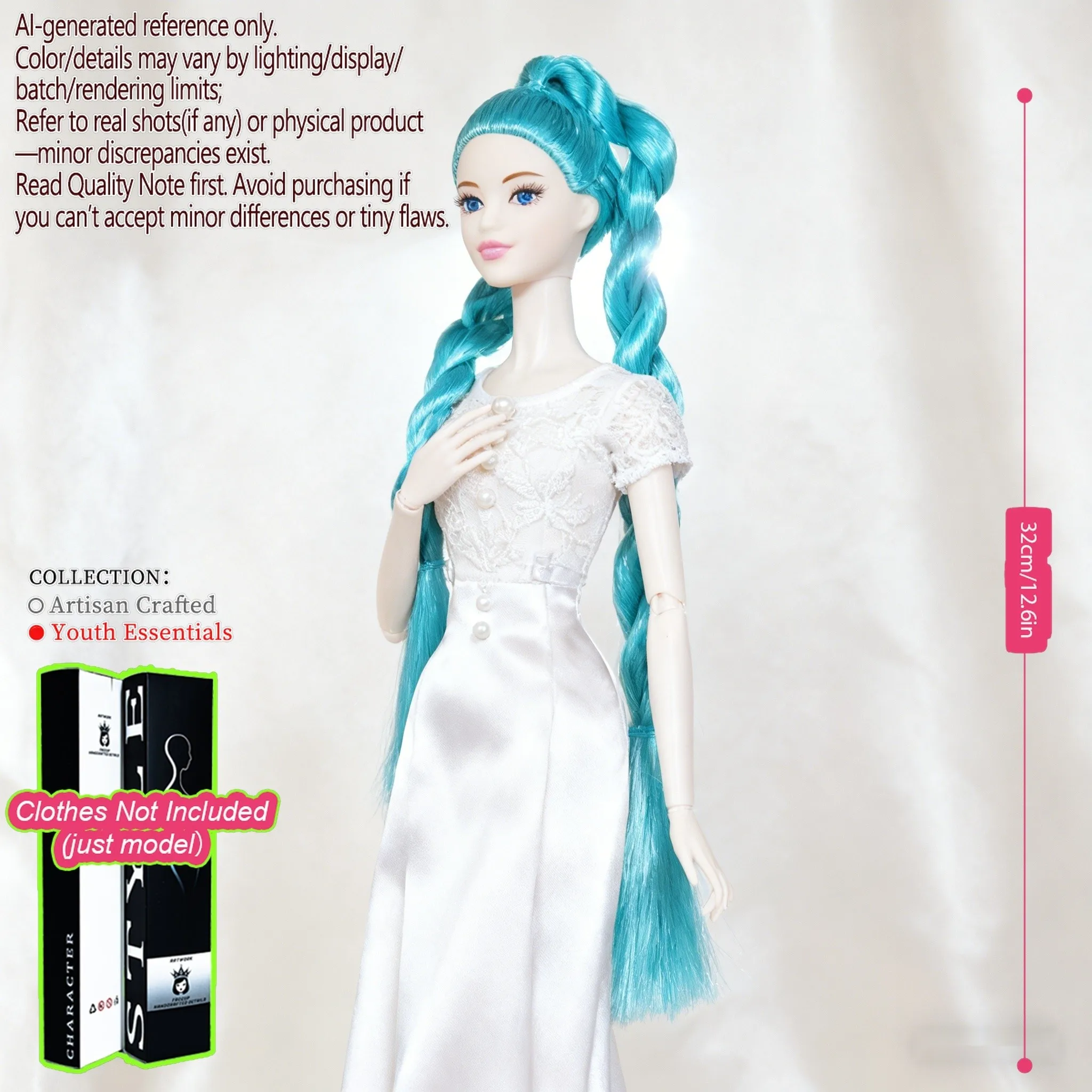 12.6인치 관절형 인형 1/6 스케일 12관절, 교체 가능한 메이크업 BJD (의류 없음)