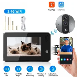 Smart WiFi Video Doorbell, Visão Noturna, Tuya Peephole Camera, Detecção Humana, Anúncio, 4.3