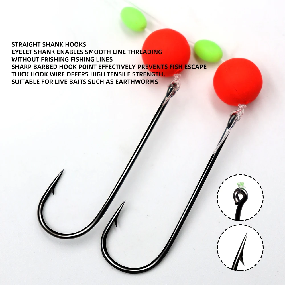 ZYZHE 1/3/5 Stück Angelrolle mit Doppelschwimmer, Unterlinie und Haken, Weitwurf-Angelrigs, vorgebundene Angel-Flapper-Rigs – Detail 4