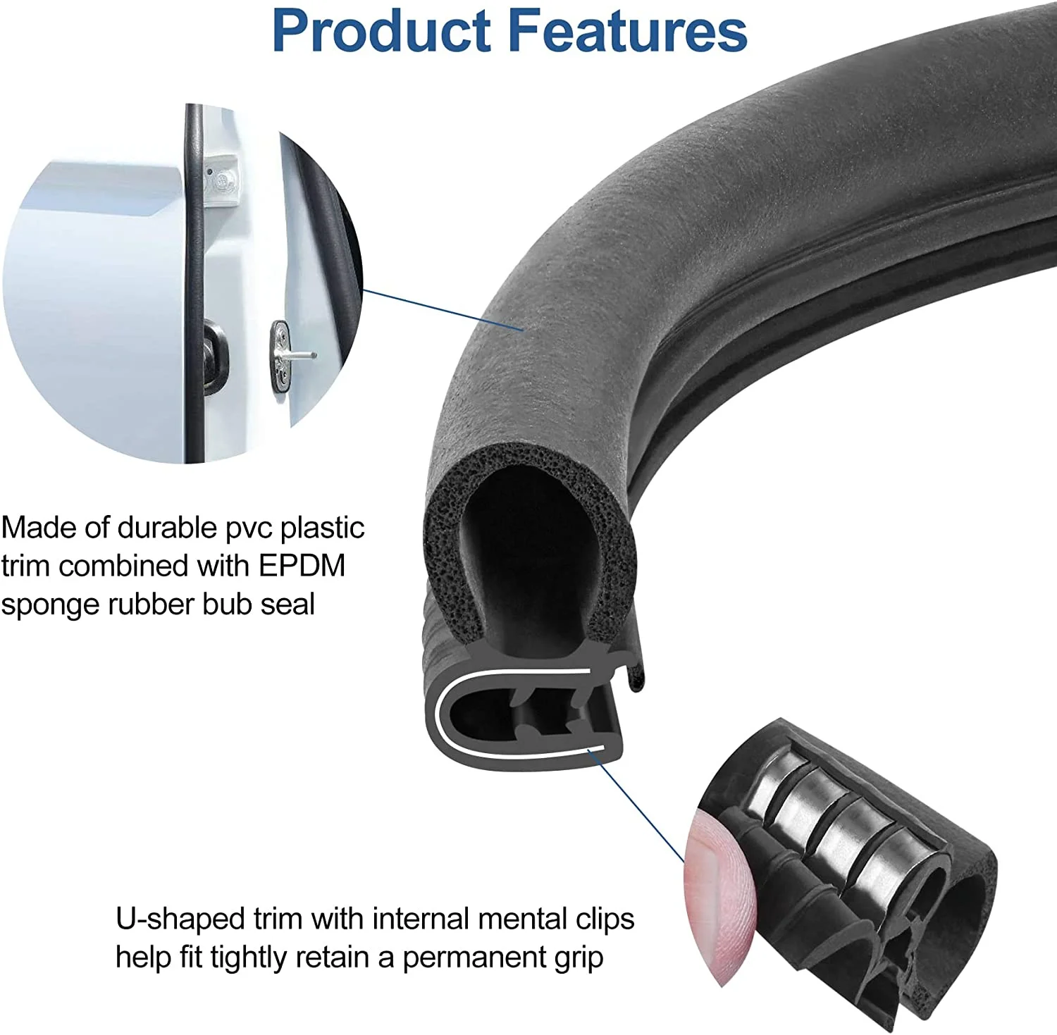 1/2/5m Car Door Rubber Seal Strip with Side PVC Bulb For BMW E46 E39 E90 E92 E91 E60 F30 Peugeot 206 307 308 207 Chevrolet Cruze